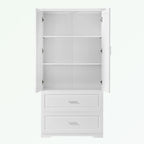 Armoire de rangement haute blanche – 2 portes et 2 tiroirs, pour 1 personne