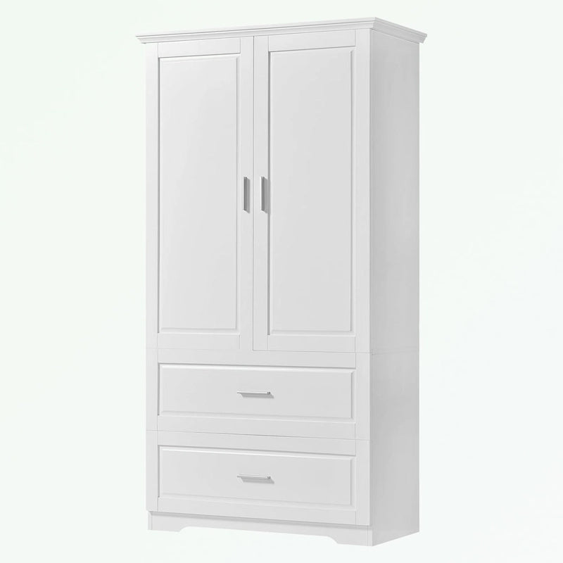 Armoire de rangement haute blanche – 2 portes et 2 tiroirs, pour 1 personne