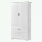 Armoire de rangement haute blanche – 2 portes et 2 tiroirs, pour 1 personne
