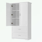 Armoire de rangement haute blanche – 2 portes et 2 tiroirs, pour 1 personne