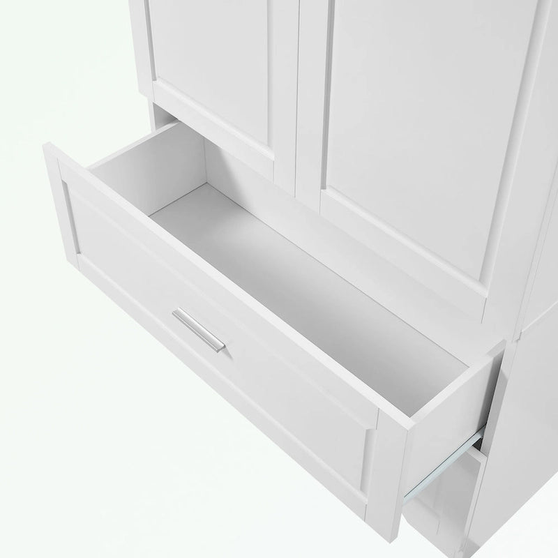 Armoire de rangement haute blanche – 2 portes et 2 tiroirs, pour 1 personne