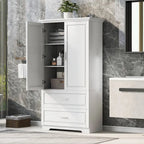Armoire de rangement haute blanche – 2 portes et 2 tiroirs, pour 1 personne
