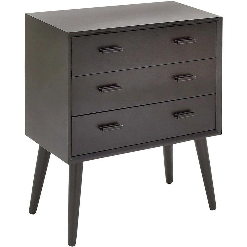 Commode noire à 3 tiroirs – Style mid-century, simple