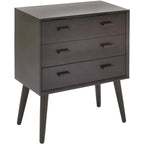 Commode noire à 3 tiroirs – Style mid-century, simple