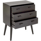 Commode noire à 3 tiroirs – Style mid-century, simple