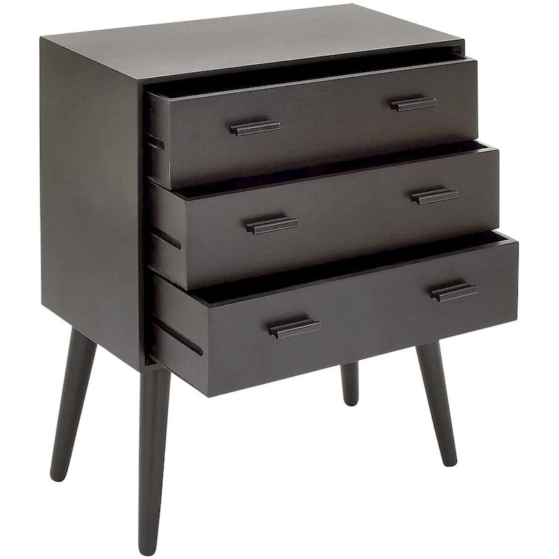 Commode noire à 3 tiroirs – Style mid-century, simple