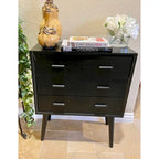 Commode noire à 3 tiroirs – Style mid-century, simple
