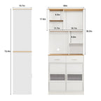 Meuble de rangement de cuisine blanc à 2 portes avec tiroirs et étagères ouvertes