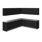 Ensemble de meubles de cuisine modernes Noir / Blanc / Argent, 3,05 x 2,6 m (259 x 305 cm)