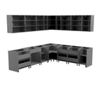 Ensemble de meubles de cuisine modernes Noir / Blanc / Argent, 3,05 x 2,6 m (259 x 305 cm)