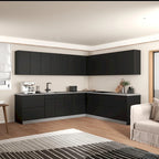 Ensemble de meubles de cuisine modernes Noir / Blanc / Argent, 3,05 x 2,6 m (259 x 305 cm)