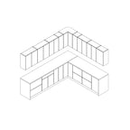 Ensemble de meubles de cuisine modernes Noir / Blanc / Argent, 3,05 x 2,6 m (259 x 305 cm)
