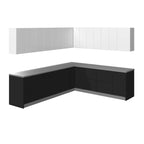 Ensemble de meubles de cuisine modernes Noir / Blanc / Argent, 3,05 x 2,6 m (259 x 305 cm)