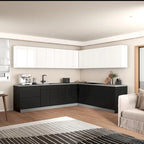 Ensemble de meubles de cuisine modernes Noir / Blanc / Argent, 3,05 x 2,6 m (259 x 305 cm)
