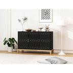 Buffet vaisselier antique noir à 3 portes avec étagère réglable