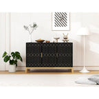 Buffet vaisselier antique noir à 3 portes avec étagère réglable