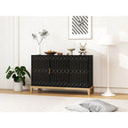 Buffet vaisselier antique noir à 3 portes avec étagère réglable