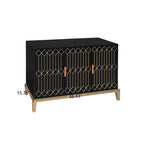 Buffet vaisselier antique noir à 3 portes avec étagère réglable