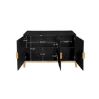 Buffet vaisselier antique noir à 3 portes avec étagère réglable