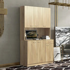Armoire haute noire/noyer/blanche/chêne, 6 portes 1 tiroir, simple