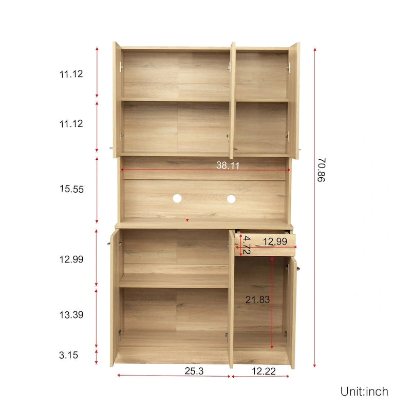 Armoire haute noire/noyer/blanche/chêne, 6 portes 1 tiroir, simple