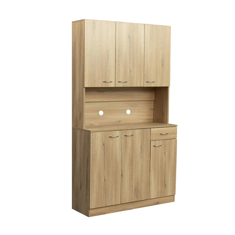 Armoire haute noire/noyer/blanche/chêne, 6 portes 1 tiroir, simple