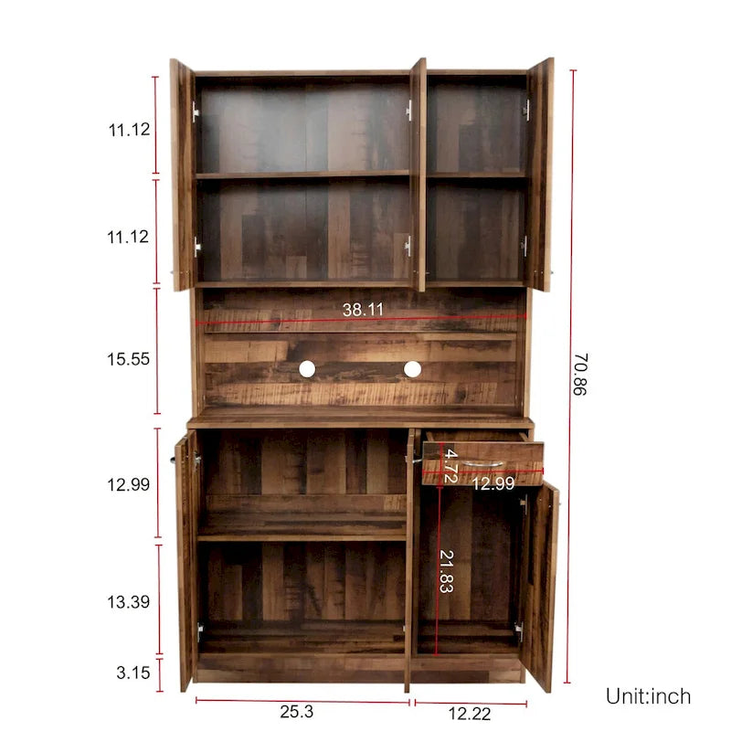Armoire haute noire/noyer/blanche/chêne, 6 portes 1 tiroir, simple