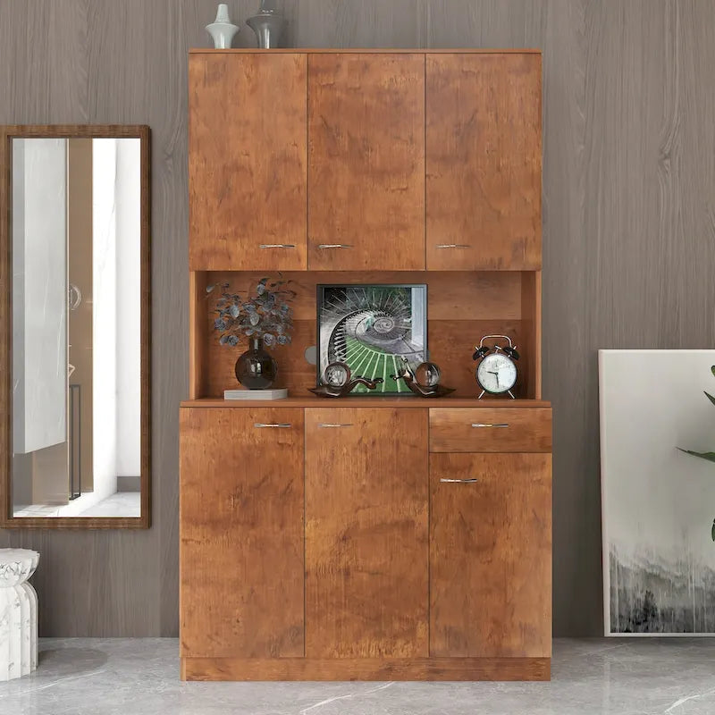 Armoire haute noire/noyer/blanche/chêne, 6 portes 1 tiroir, simple