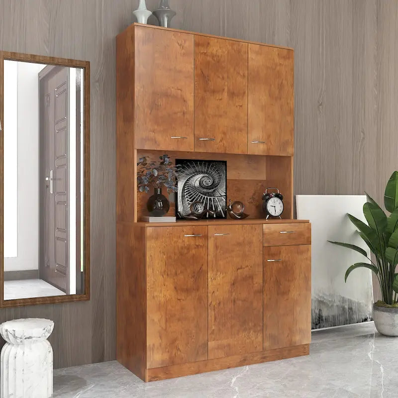Armoire haute noire/noyer/blanche/chêne, 6 portes 1 tiroir, simple