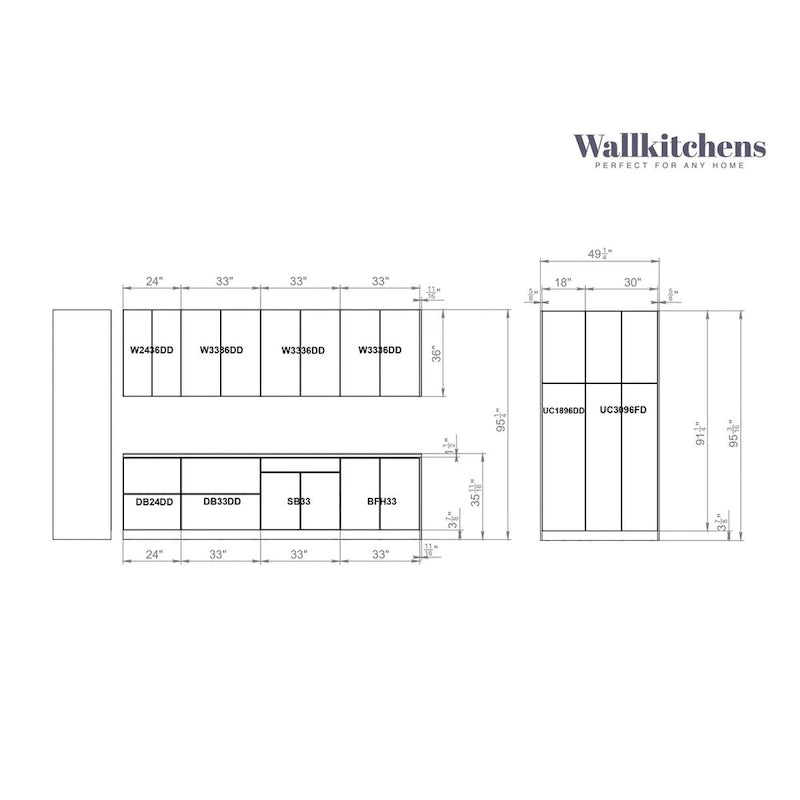 Ensemble de cuisine bas moderne blanc mat, 3 m de large