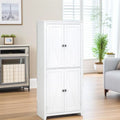 Armoire de cuisine blanche autoportante avec portes et étagères réglables, montage par 1 personne