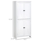 Armoire de cuisine blanche autoportante avec portes et étagères réglables, montage par 1 personne