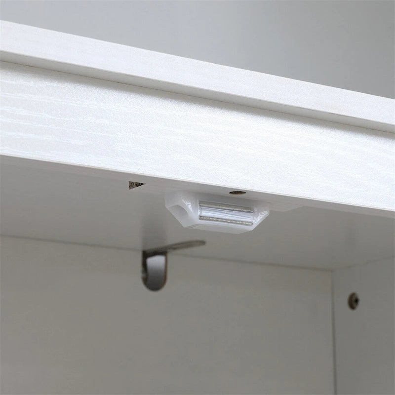 Armoire de cuisine blanche autoportante avec portes et étagères réglables, montage par 1 personne