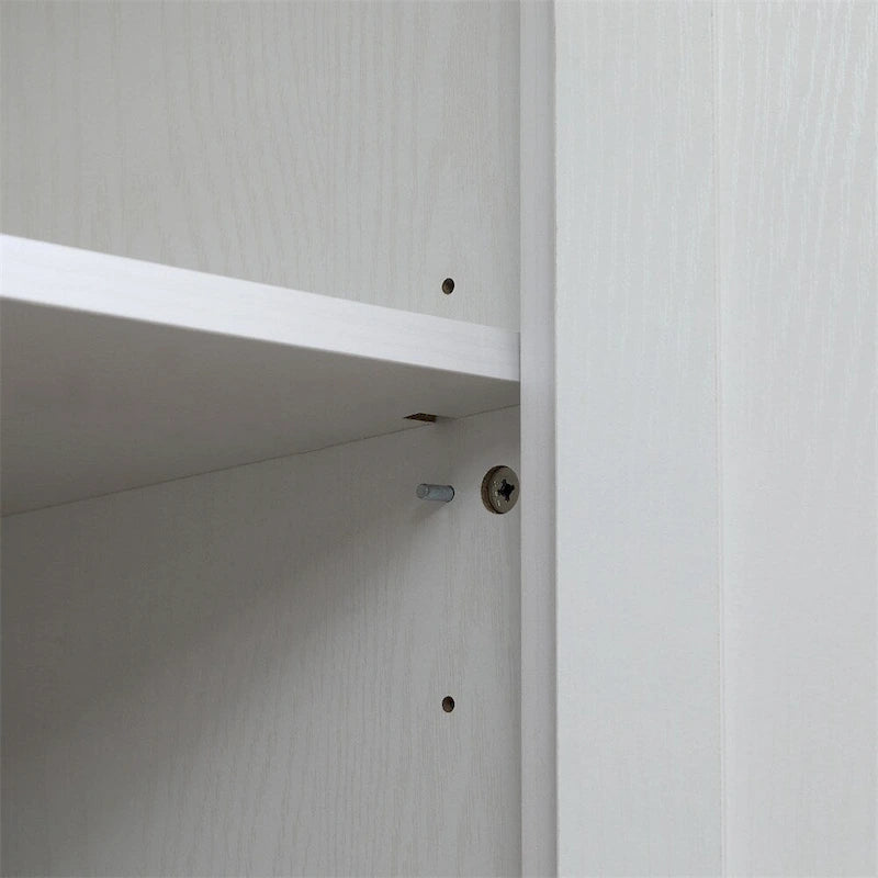 Armoire de cuisine blanche autoportante avec portes et étagères réglables, montage par 1 personne