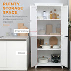 Armoire de cuisine blanche autoportante avec portes et étagères réglables, montage par 1 personne