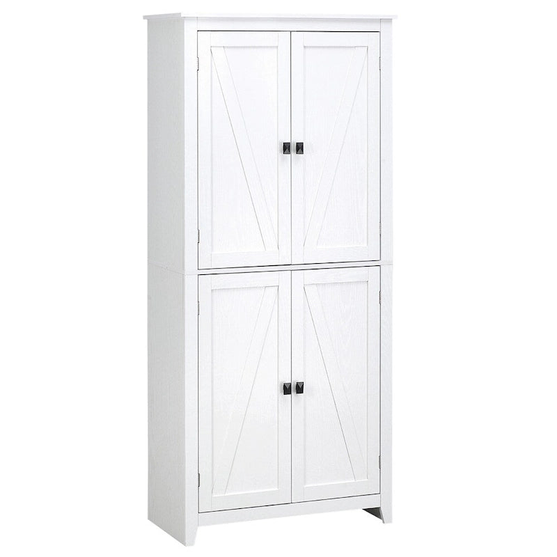 Armoire de cuisine blanche autoportante avec portes et étagères réglables, montage par 1 personne