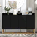 Bahut buffet 4 portes à ouverture par pression, noir/bleu marine/blanc, assemblage par 2 personnes, 119,9 cm de large