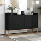 Bahut buffet 4 portes à ouverture par pression, noir/bleu marine/blanc, assemblage par 2 personnes, 119,9 cm de large