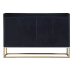 Bahut buffet 4 portes à ouverture par pression, noir/bleu marine/blanc, assemblage par 2 personnes, 119,9 cm de large