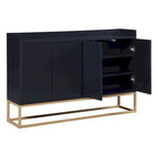 Bahut buffet 4 portes à ouverture par pression, noir/bleu marine/blanc, assemblage par 2 personnes, 119,9 cm de large