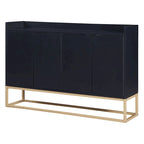 Bahut buffet 4 portes à ouverture par pression, noir/bleu marine/blanc, assemblage par 2 personnes, 119,9 cm de large
