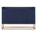 Bahut buffet 4 portes à ouverture par pression, noir/bleu marine/blanc, assemblage par 2 personnes, 119,9 cm de large