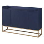 Bahut buffet 4 portes à ouverture par pression, noir/bleu marine/blanc, assemblage par 2 personnes, 119,9 cm de large