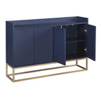 Bahut buffet 4 portes à ouverture par pression, noir/bleu marine/blanc, assemblage par 2 personnes, 119,9 cm de large