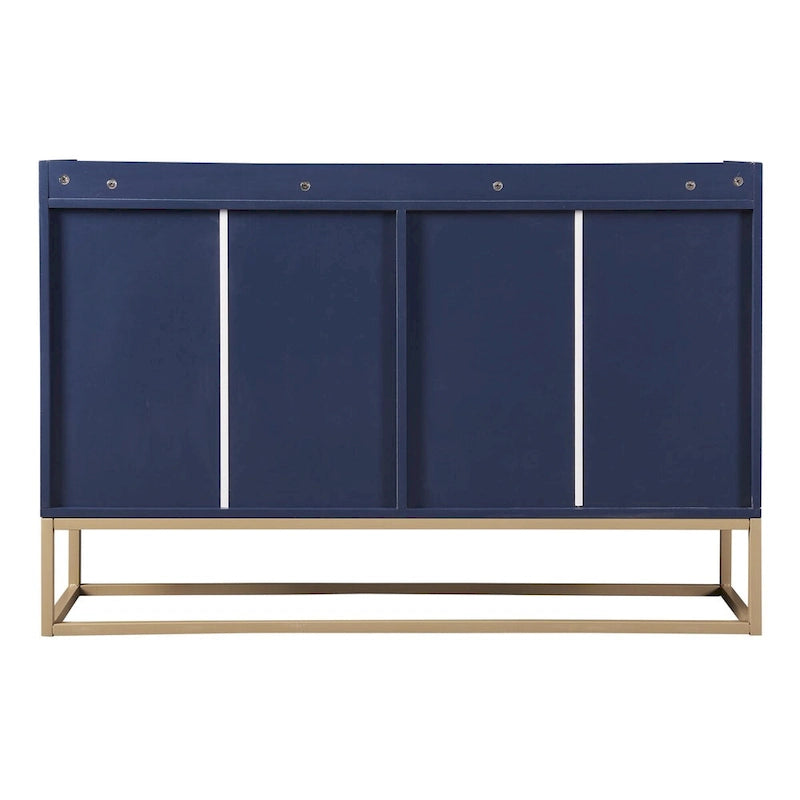Bahut buffet 4 portes à ouverture par pression, noir/bleu marine/blanc, assemblage par 2 personnes, 119,9 cm de large