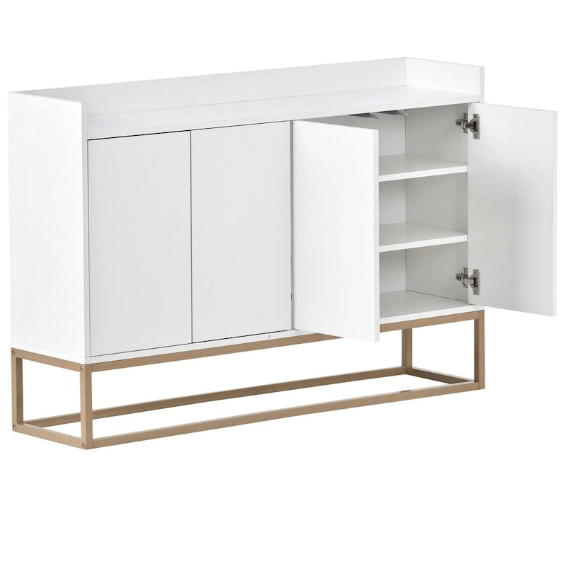 Bahut buffet 4 portes à ouverture par pression, noir/bleu marine/blanc, assemblage par 2 personnes, 119,9 cm de large