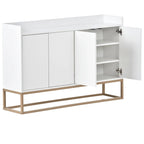 Bahut buffet 4 portes à ouverture par pression, noir/bleu marine/blanc, assemblage par 2 personnes, 119,9 cm de large