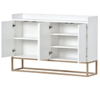 Bahut buffet 4 portes à ouverture par pression, noir/bleu marine/blanc, assemblage par 2 personnes, 119,9 cm de large