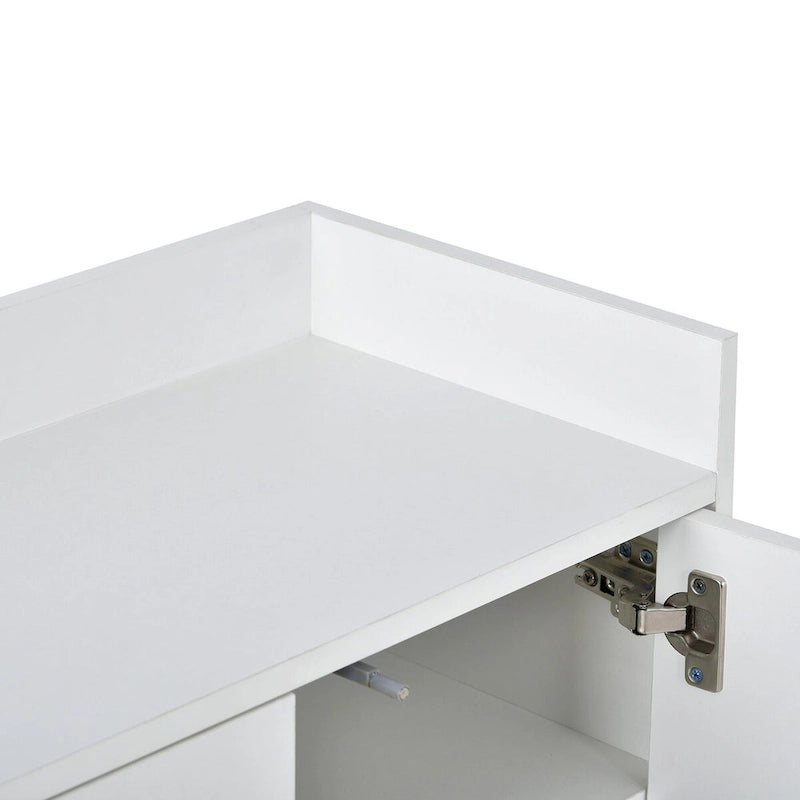 Bahut buffet 4 portes à ouverture par pression, noir/bleu marine/blanc, assemblage par 2 personnes, 119,9 cm de large