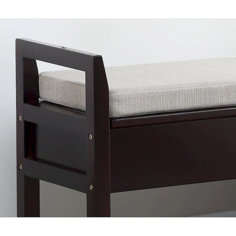 Banc de rangement 2 places Espresso avec étagère à chaussures